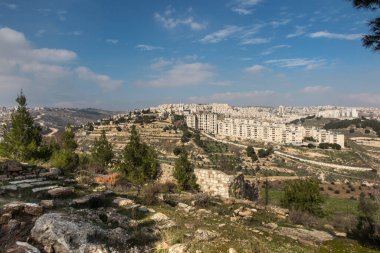 Shepherd 's Field, Beit Sahour' dan Panorama, Beytüllahim 'in doğusu, Filistin toprakları.