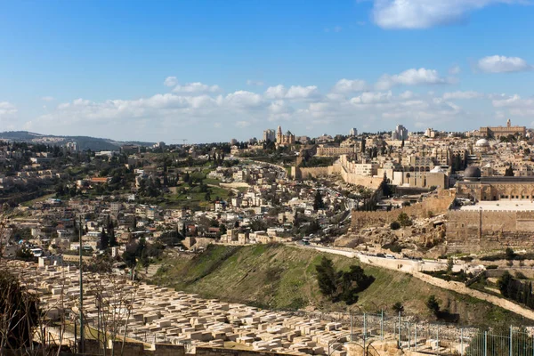 Panorama Con Vistas Ciudad Vieja Jerusalén Israel Incluyendo Cúpula Roca — Foto de Stock