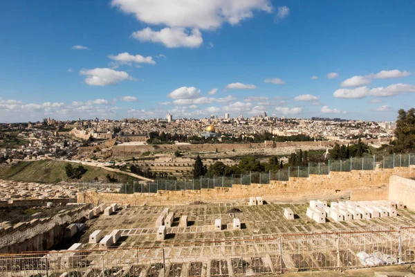Panorama Výhledem Staré Město Jeruzalém Izrael Včetně Skalního Dómu Západní — Stock fotografie