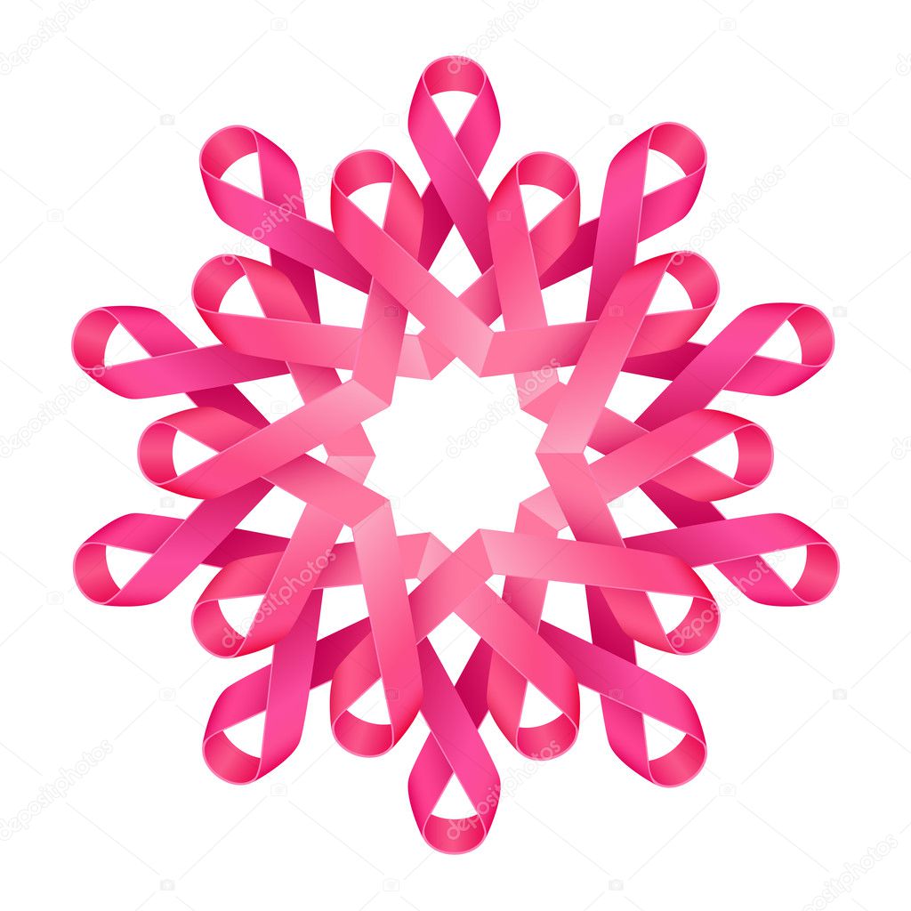 Pink ribbon flower breast awareness symbolic