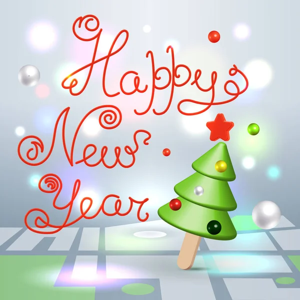 Boldog új évet köszöntések 3d betűk — Stock Vector