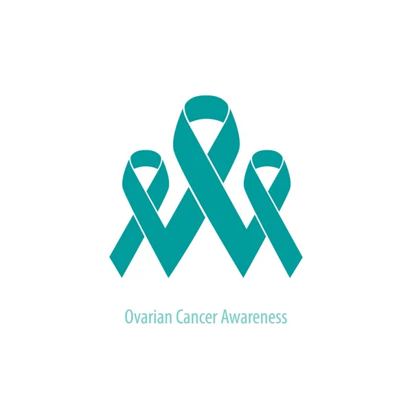 Ovarian Cancer flat group of ribbons connected: concept illustration of support and union — Stock Vector