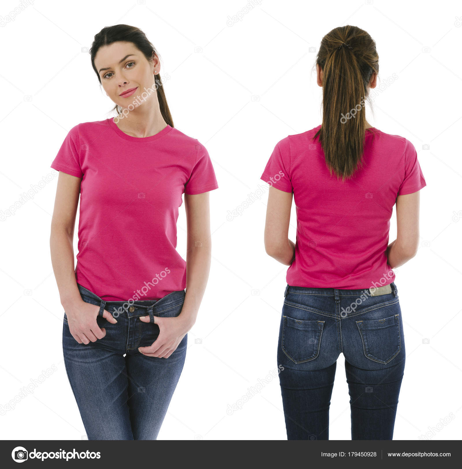 pink top brunette wife