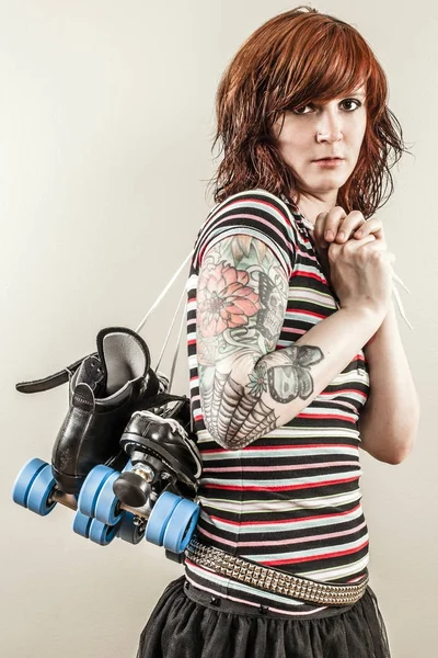 Beautiful roller derby woman — Stock Photo, Image