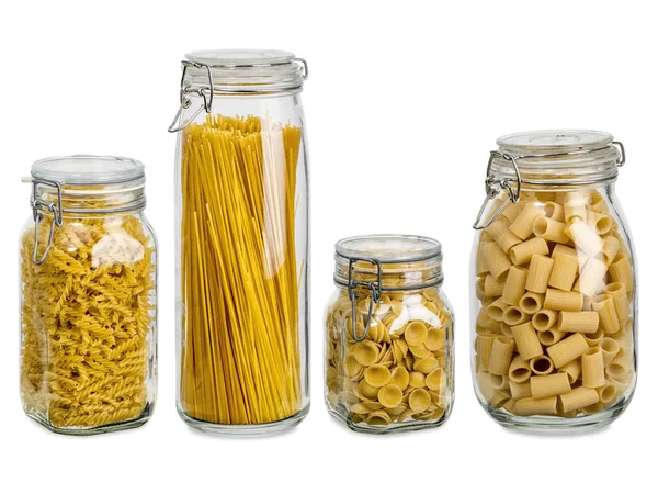 Pasta in large glass jars — Stock Photo, Image