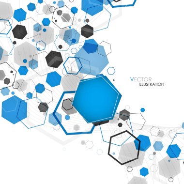 Soyut geometrik mavi altıgen arka plan. Vektör çizim. Küçük resim