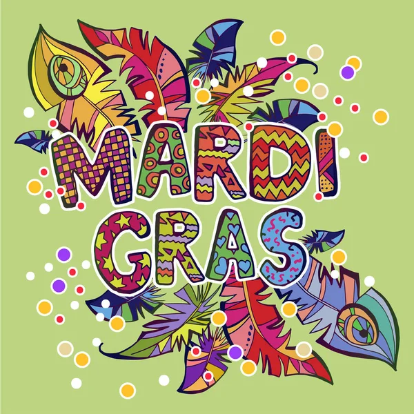 Mardi gras logo whith piume — Vettoriale Stock