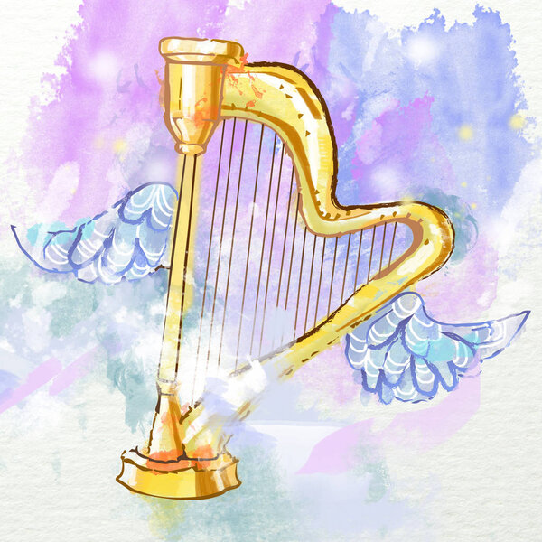 gold harh with wings