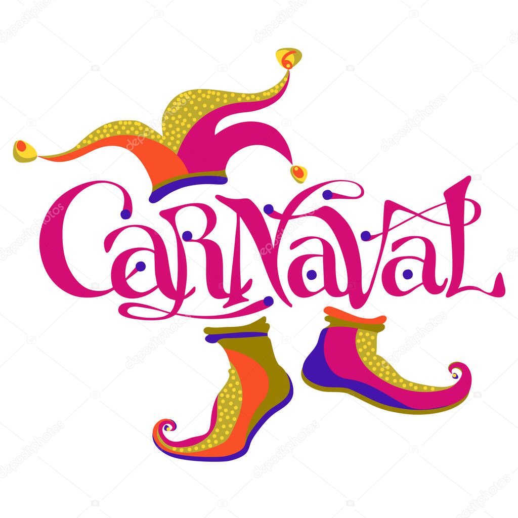 Carnival lettering logo with cap & shoes