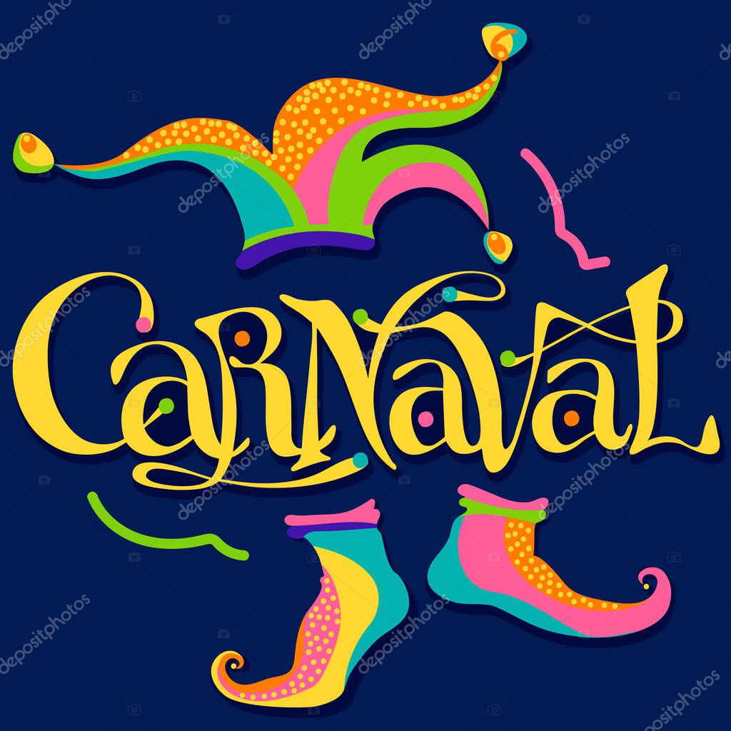 Carnival lettering logo with cap & shoes