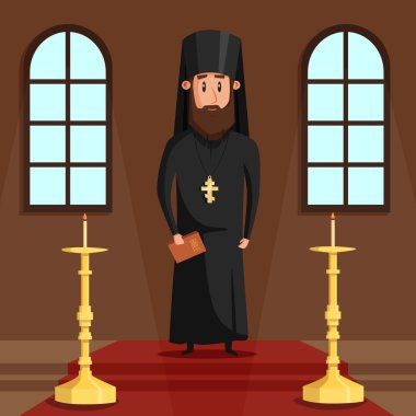 Orthodox christian priest or bishop with beard clipart