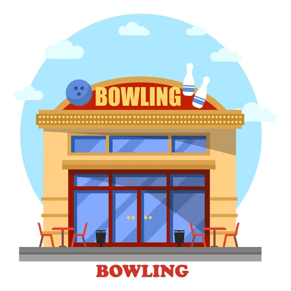 Bowling club outdoor exterior panorama view — Stock Vector