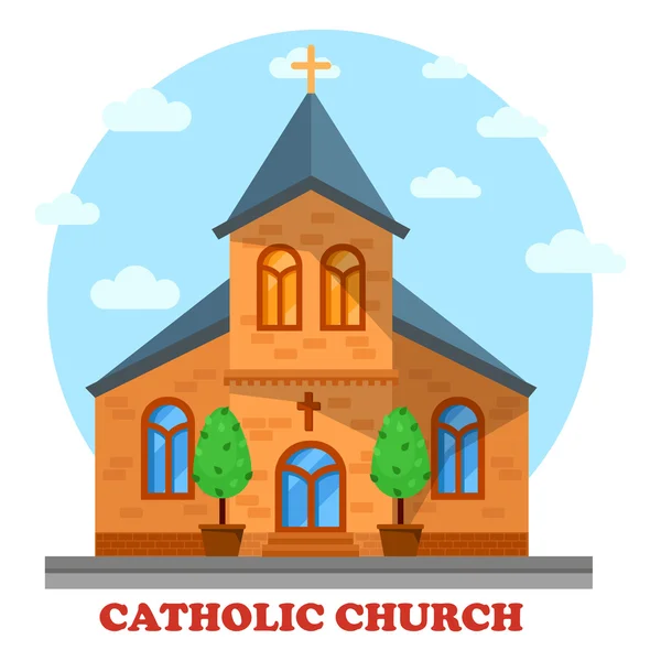 Religia katolicka lub chrześcijańska fasada kościoła — Wektor stockowy