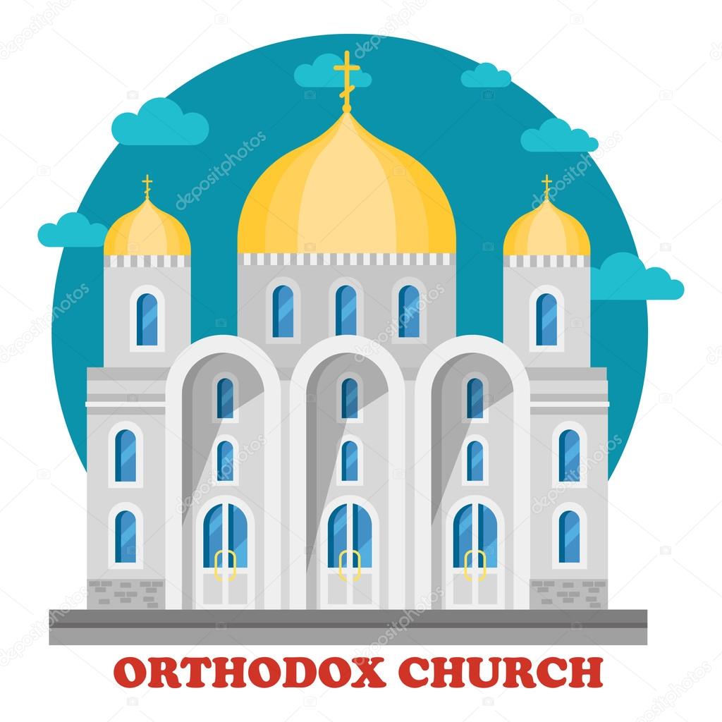 Eastern orthodox christian church with domes. Christianity place for worship or praying to God or father, Jesus. Religion social institution in for of chapel or cathedral, sanctuary. Culture and faith