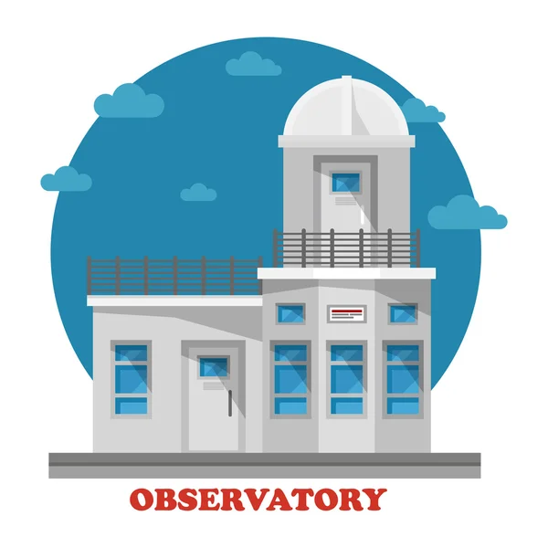 Edifício observatório à noite com telescópio —  Vetores de Stock