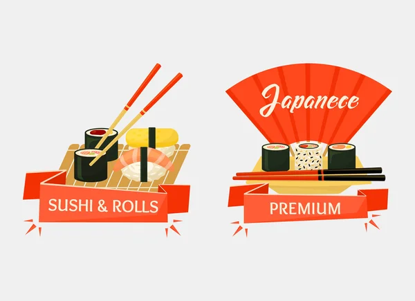 Nigirizushi a temaki sushi rolích bannery — Stockový vektor