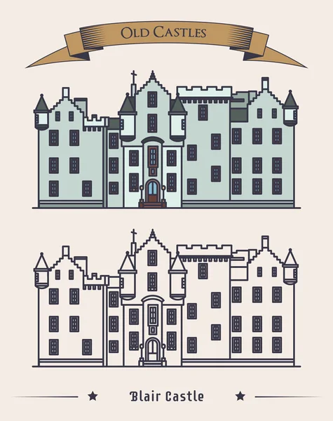 苏格兰布莱尔城堡旧建筑外观 — 图库矢量图片