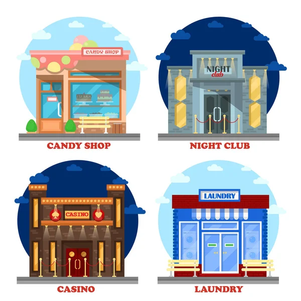 Casino edificio y club nocturno de entretenimiento — Vector de stock