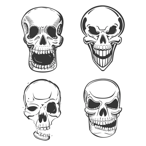 Skull vector tattoo kunst in schets stijl — Stockvector