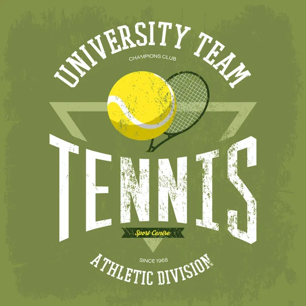 Raqueta con pelota de tenis para logo de camiseta — Archivo Imágenes Vectoriales