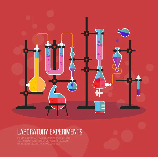 瓶化学实验室或实验室设备 — 图库矢量图片