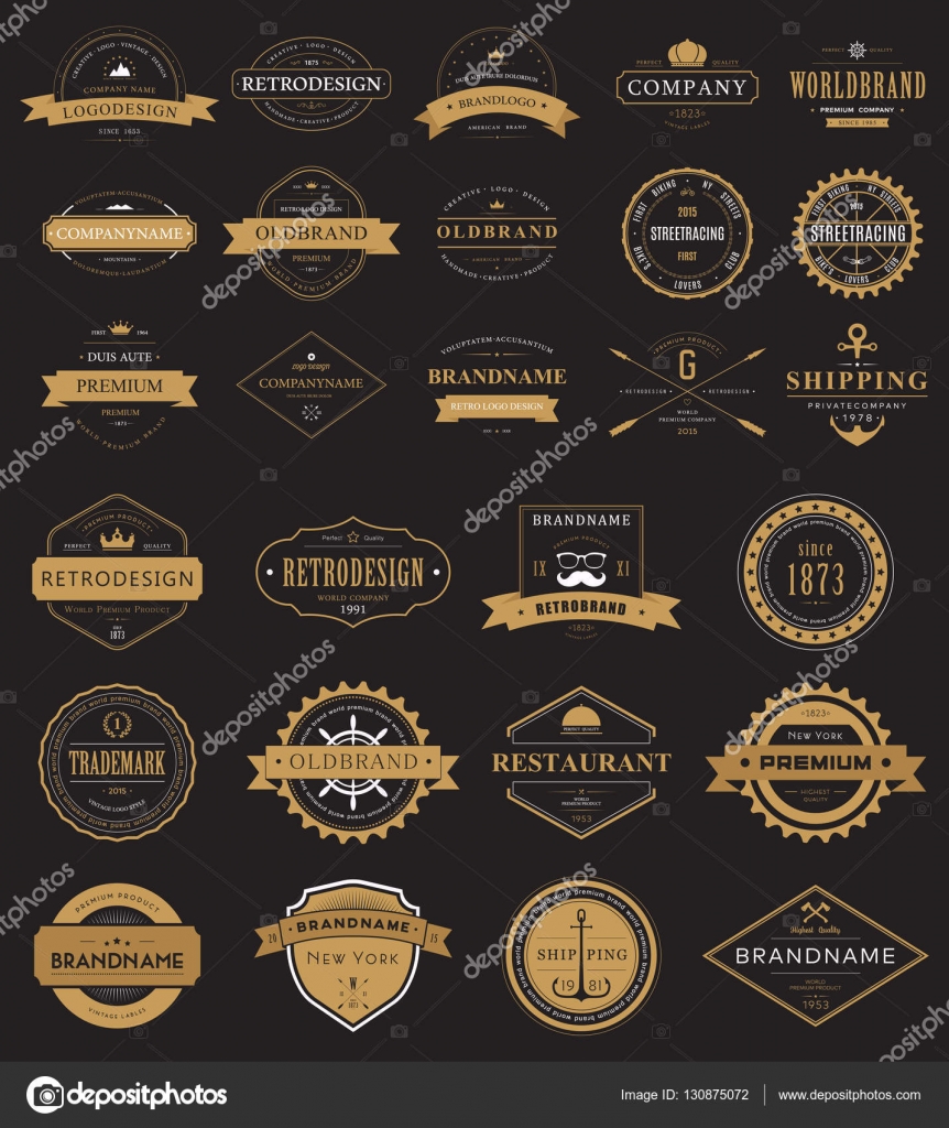 Vintage Labels Logo With Crown Anchor Arrow Stock Vector Vintage Labels Logo With Crown Anchor Arrow Stock Vector