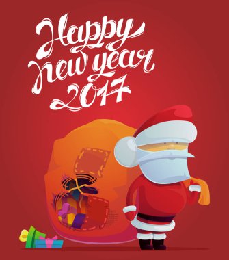 Noel Baba 2017 yeni yıl için torbaya delikli