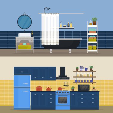 Mutfak iç ve banyo kapalı görünüm.