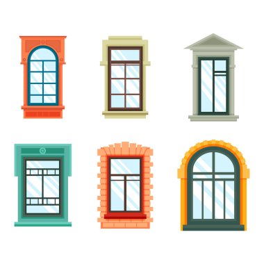 Eski cam çerçeve izole, görüntüle ev duvar