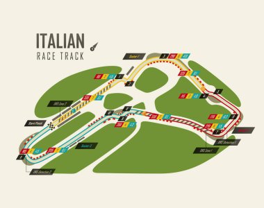 Italian grand prix Monza race track for formula 1 clipart