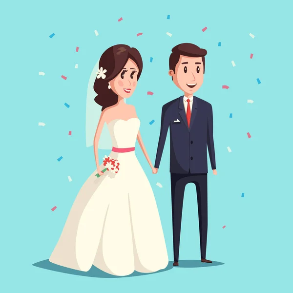 Жених и невеста в качестве иллюстрации к свадьбе — стоковый вектор