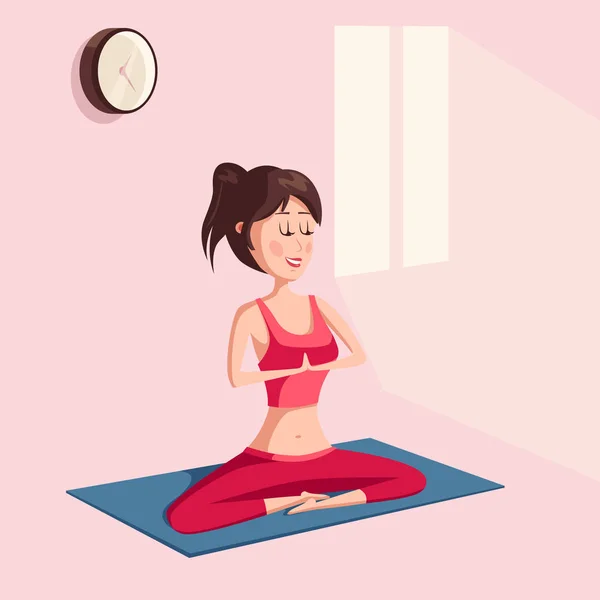 Mujer Yoga en Loto posar meditación o entrenamiento — Archivo Imágenes Vectoriales