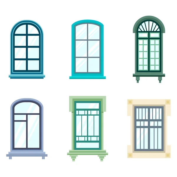 Set of isolated house window frames — Stock Vector