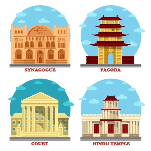 Hukuk ve din Tapınak, pagoda Mahkemesi — Stok Vektör