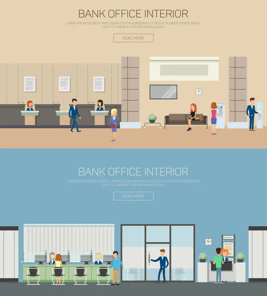 Intérieur de banque ou département avec caissier — Image vectorielle