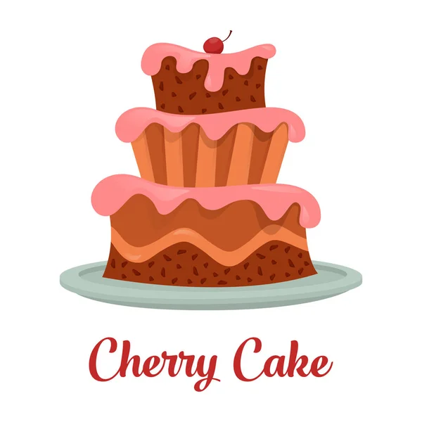 Торт з вершковою їжею, хлібобулочним або десертним логотипом . — стоковий вектор