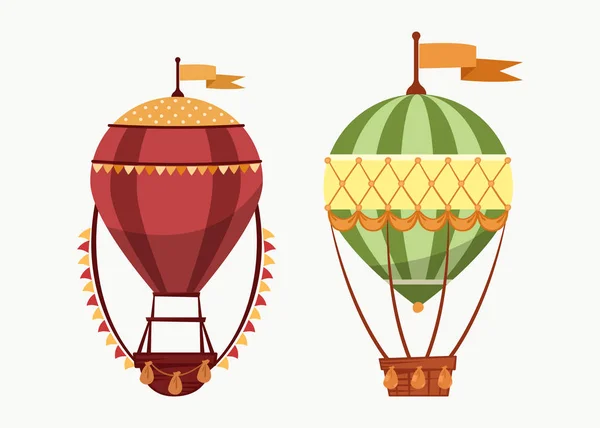 Hete lucht drijvende ballonnen pictogrammen geïsoleerd — Stockvector