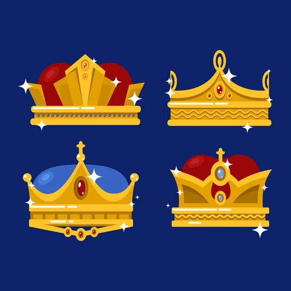 Paus tiara en king kroon set van pictogrammen — Stockvector