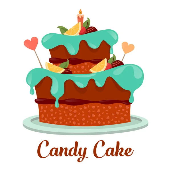 베이커리 또는 생 과자 케이크 로고, 사탕 원형 아이콘 — 스톡 벡터