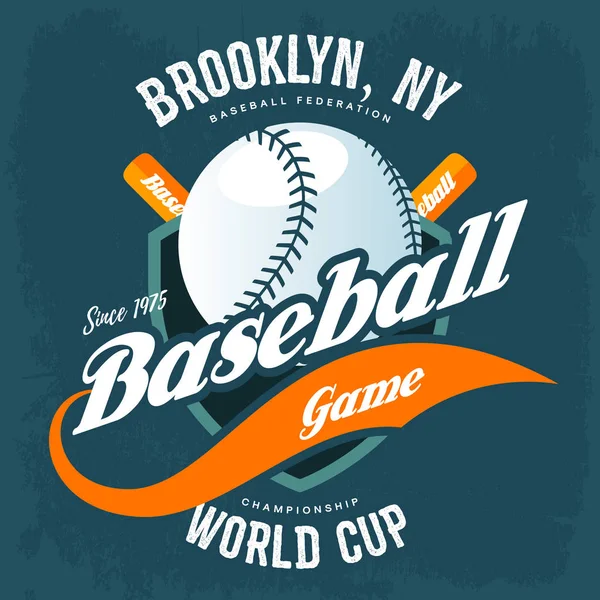 Bats behind baseball ball on shield t-shirt logo