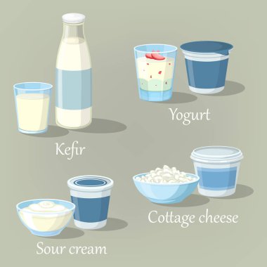 Yoğurt ve kefir, süzme peynir ekşi krema ile