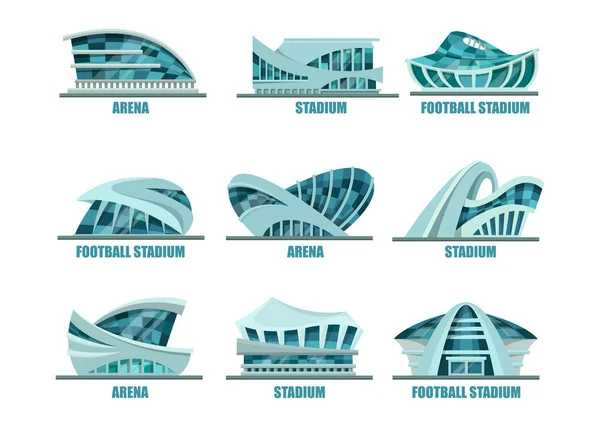 Conjunto de estádios de vidro isolados para futebol — Vetor de Stock