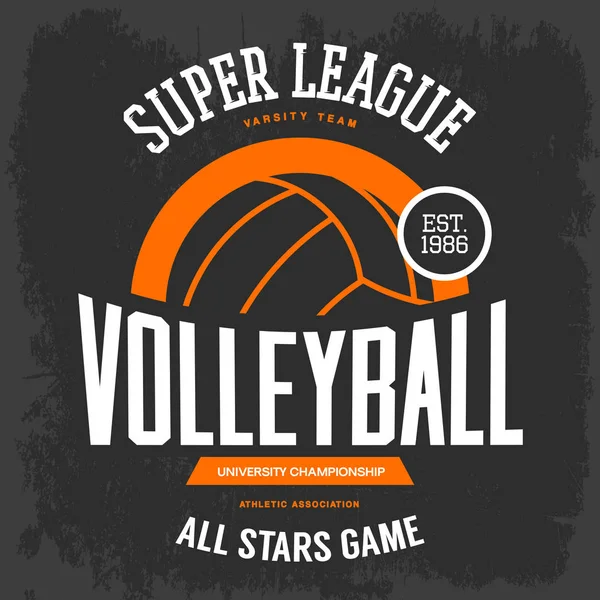 Camiseta estampada con voleibol para equipo deportivo — Vector de stock