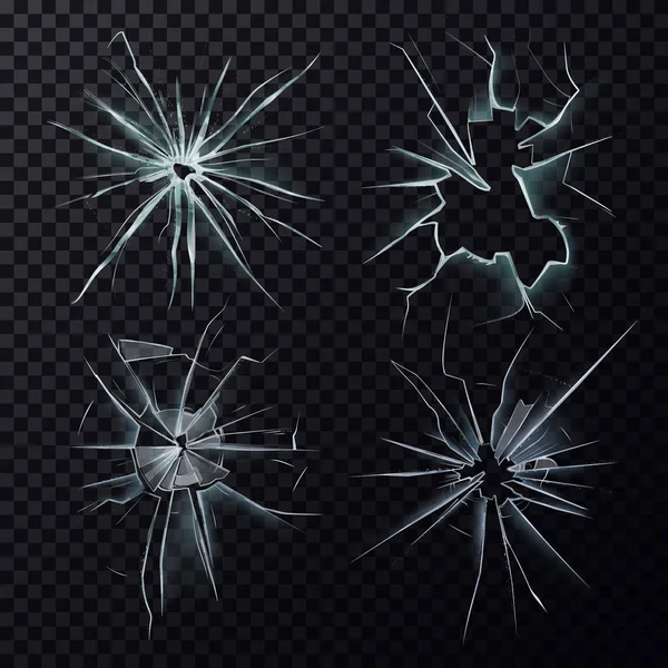 Smashed or broke window, screen or glass cracks — Stock Vector