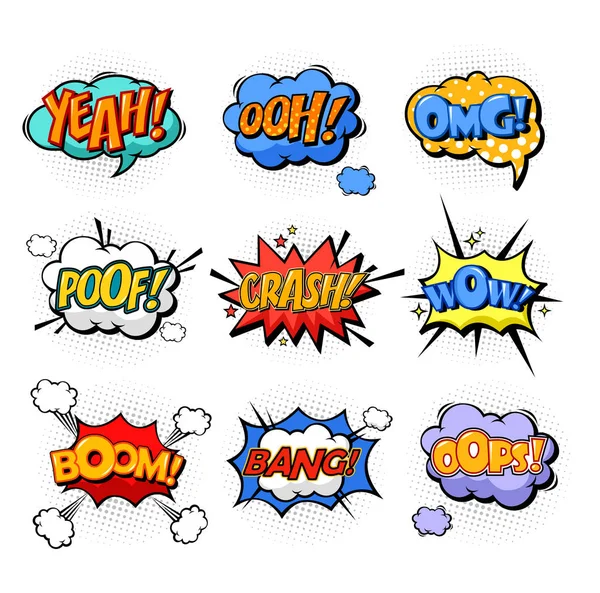 Oh and splash, boom and bang comic bubles — Stock Vector