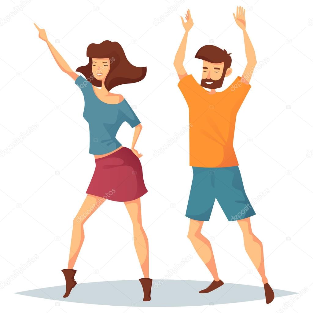 Man and woman dancing at music club or disco