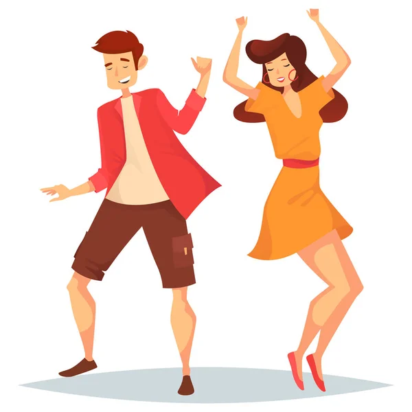 Hombre y mujer, niña y niño bailando en la discoteca — Vector de stock