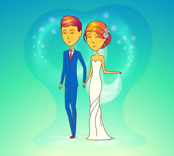 De ceremonie van het huwelijk met man en vrouw — Stockvector