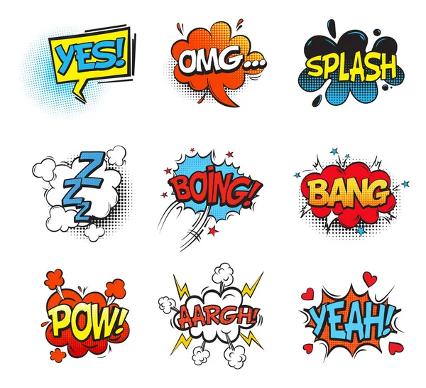 Bang comic bubble speech and smash, omg and pow — Stock Vector