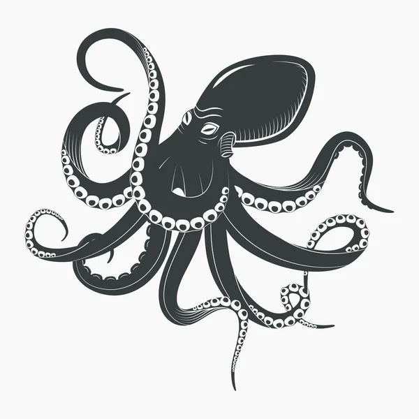 Océano pulpo o calamar submarino — Vector de stock